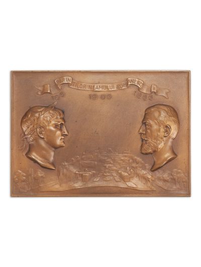 „Părinții Neamului Românesc”, plachetă din bronz, 1906, gravor Carol Storck 