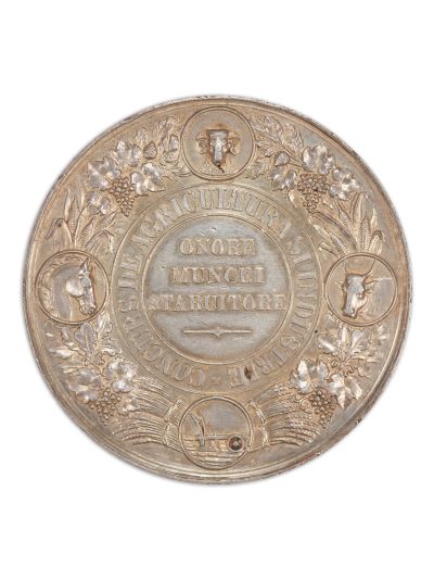 Concursul de Agricultură și Industrie, medalie din argint oferită drept premiu, cca. 1881, gravor Kullrich F.