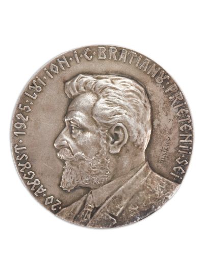 Ion I. C. Brătianu, medalie din argint, 1925, gravor C. Kristescu