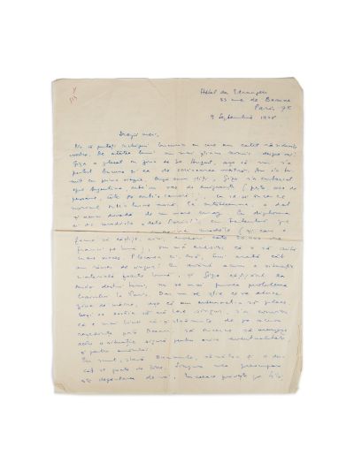 Mircea Eliade, scrisoare pentru familia sa, 9 septembrie 1948 