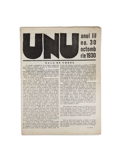 Publicația „UNU”, Anul III, nr. 30 din octombrie 1930 - Apariția lui C. Brâncuși în cercul celor de la UNU