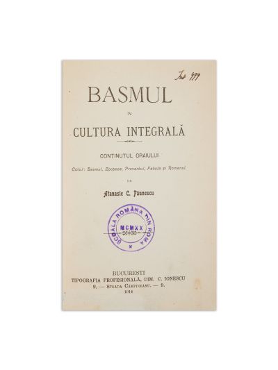 Atanasie C. Păunescu, Basmul în cultura integrală, 1914