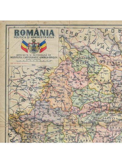 Harta politică și administrativă a României Mari, 1932 
