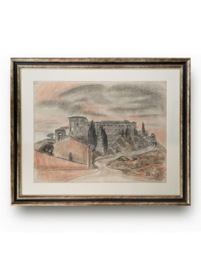 G. M. Cantacuzino, Mănăstire toscană, pastel pe carton
