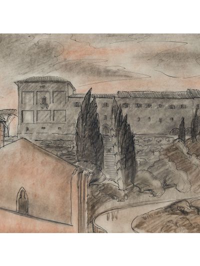 G. M. Cantacuzino, Mănăstire toscană, pastel pe carton