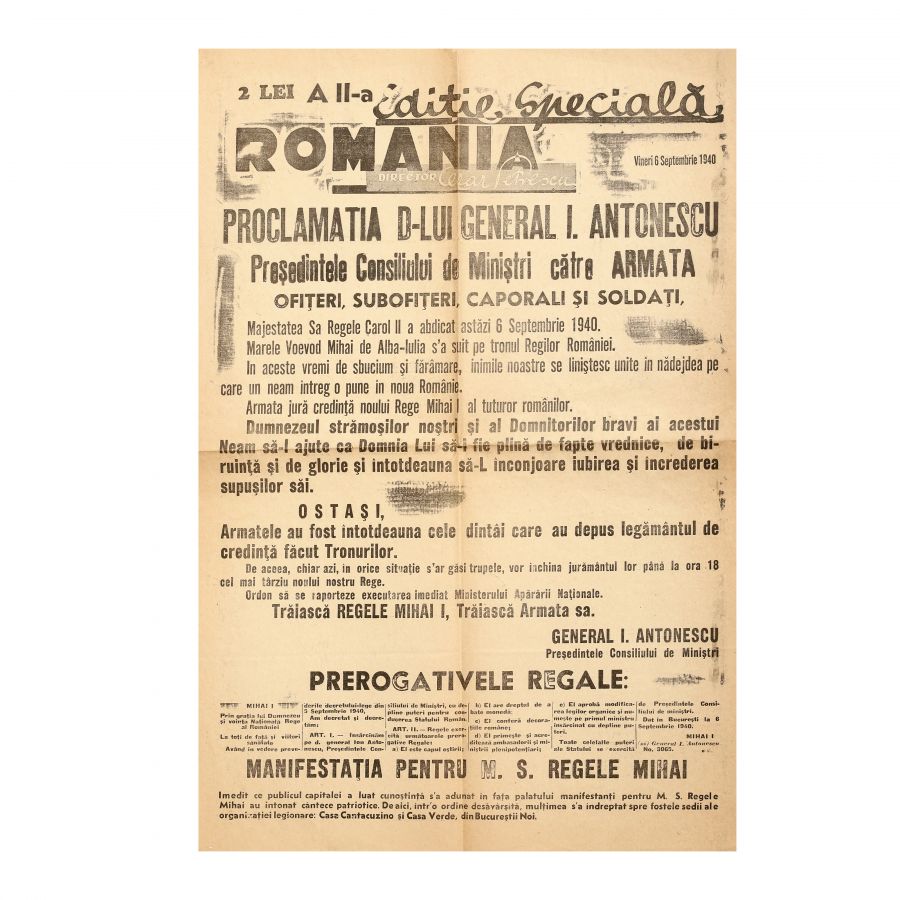 Publicația „România”, Ediție Specială, 6 Septembrie 1940
