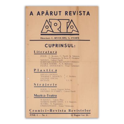Revista Arta, 3 numere + 2 afișe, 1934-1938