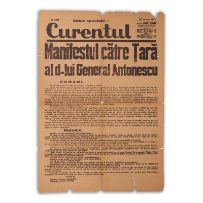 Publicația „Curentul” - „Manifestul către Țară al d-lui General Antonescu”, 25 ianuarie 1941