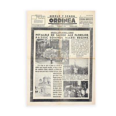 Publicația „Ordinea”, 22 Iulie 1938 - Ceremonia de înmormântare a Reginei Maria