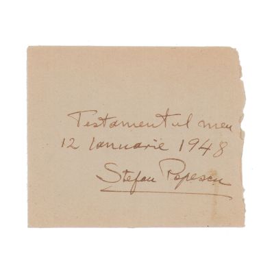 Ștefan Popescu, testament + fotografie cu dedicație + volum cu dedicație