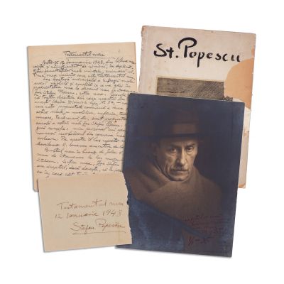 Ștefan Popescu, testament + fotografie cu dedicație + volum cu dedicație