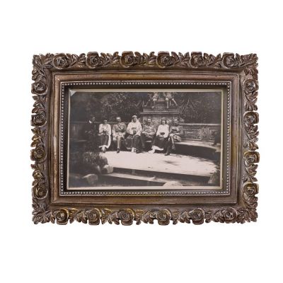 Familia regală a României împreună cu mareșalul Jósef Piłsudski la castelul Foișor, fotografie tip carte poștală, 1922