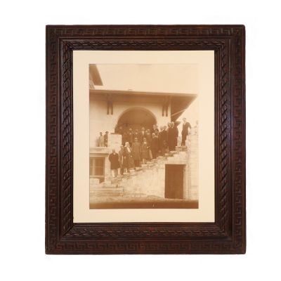 Regina Maria în timpul construcției palatului regal de la Mamaia, fotografie de mari dimensiuni, atelier Julietta, 1925
