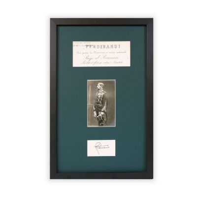Regele Ferdinand I, carte poștală fotografică + semnătură olografă