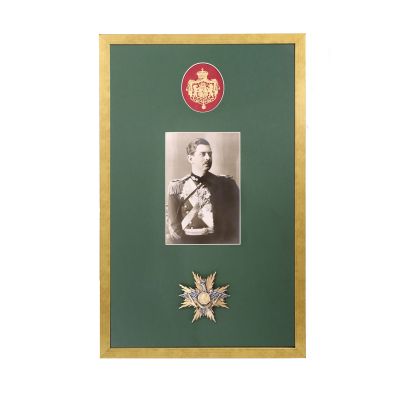 Regele Carol al II-lea, fotografie de epocă + placa de piept a Ordinului „Carol I”, Joseph Resch