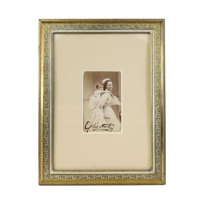 Regina Elisabeta împreună cu Prințesa Mărioara, fotografie de epocă, semnată olograf
