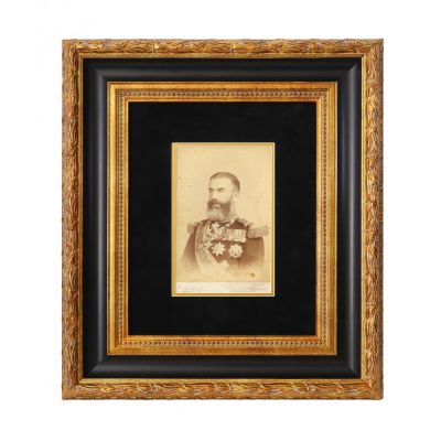Regele Carol I și Regina Elisabeta, set de două fotografii de epocă, atelier Franz Mandy
