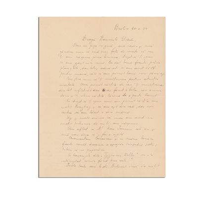 C. Costache, scrisoare pentru Mircea Eliade, 20 octombrie 1934