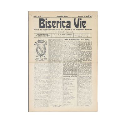 Publicația „Biserica Vie”, Anul I, Nr. 1, 29 martie 1931