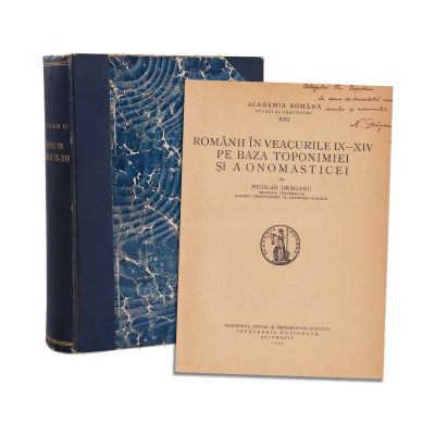 Nicolae Drăganu, Românii în veacurile IX-XIV pe baza toponimiei și a onomasticei, 1933, cu dedicație pentru Th. Capidan 