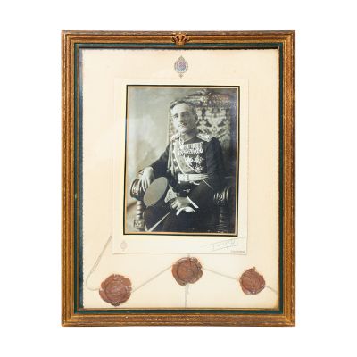 Alexandru I al Iugoslaviei, fotografie de mari dimensiuni expediată baronului Waldemar de Barcow, 1934