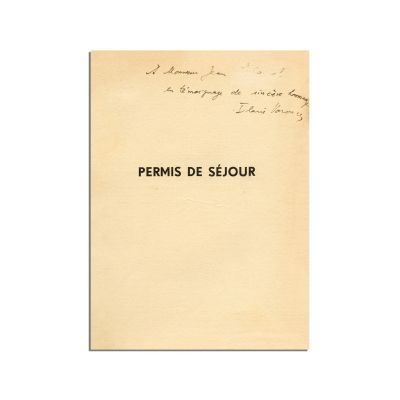 Ilarie Voronca, Permis de séjour, 1935, cu dedicația autorului