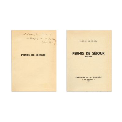 Ilarie Voronca, Permis de séjour, 1935, cu dedicația autorului