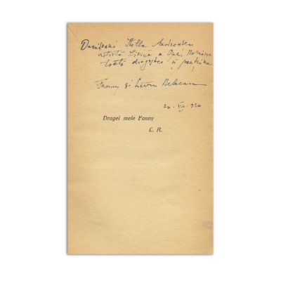 Liviu Rebreanu, Ion, două volume, [1920], cu dedicație către artista Stella Andreescu