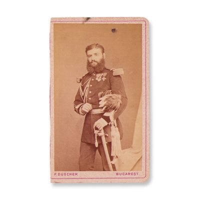 Comandantul Romulus Magheru, fotografie format carte-de-visite, atelier F. Duschek