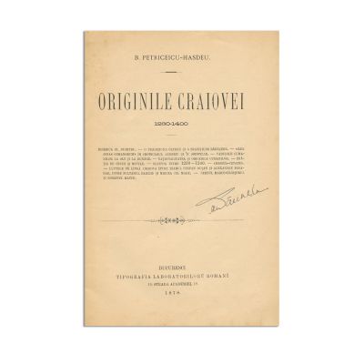 B. Petriceicu-Hasdeu, Originile Craiovei, 1878