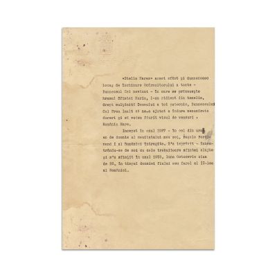 Regina Maria, text dactilografiat pentru Biserica Stella Maris, cca. 1933 - Piesă rară