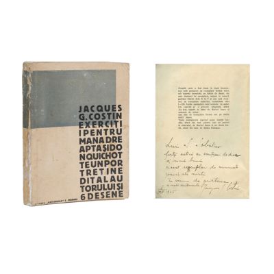 Jacques G. Costin, Exerciții pentru mâna dreaptă și Don Quichotte, 1931, cu dedicația autorului