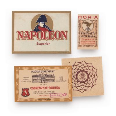 Patru etichete pentru băuturile Napoleon, Cseresznye-Palinka, Horia