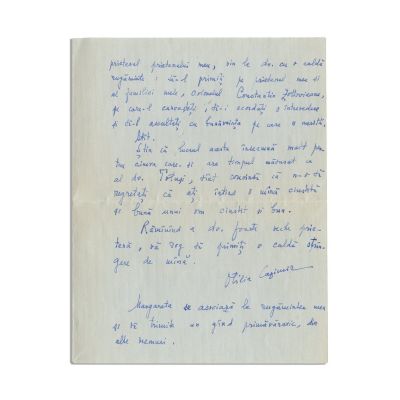 Otilia Cazimir, scrisoare olografă către P. Constantinescu-Iași, 1960
