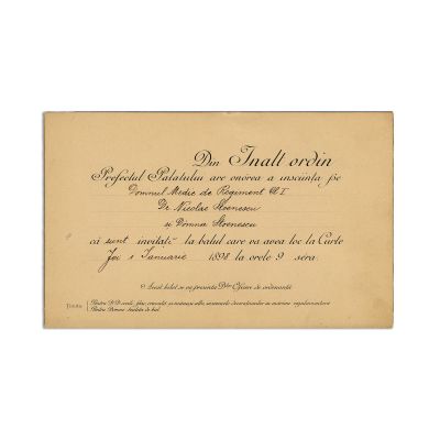 Nicolae Stoenescu, invitație la balul din 1 ianuarie 1898