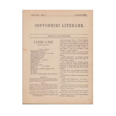 Convorbiri Literare, anul XII, 12 numere, 1 aprilie 1878 - 1 martie 1879, cu Pajul Cupidon...”, „O, rămâi.” și „Pe aceeași ulicioară...” de M. Eminescu