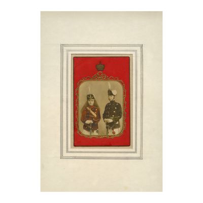 Carte poștală ilustrată, principele Carol și principesa Elisabeta în uniforme militare