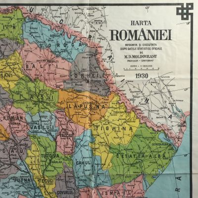 Harta României întocmită după date oficiale de M. Moldoveanu, 1930