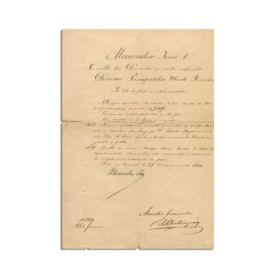 Document de numire semnat olograf de Alexandru Ioan Cuza, 1863 - Piesă extrem de rară