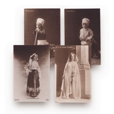 Principesa Elisabeta și principele Nicolae, patru fotografii tip carte poștală