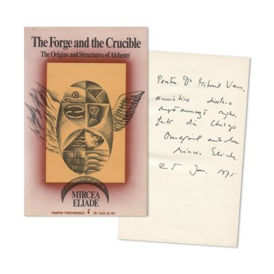 Mircea Eliade, The Forge and the Crucible, 1971, cu dedicație 