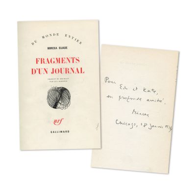 Mircea Eliade, Fragments d'un jurnal, 1972, 3 volume, cu dedicație