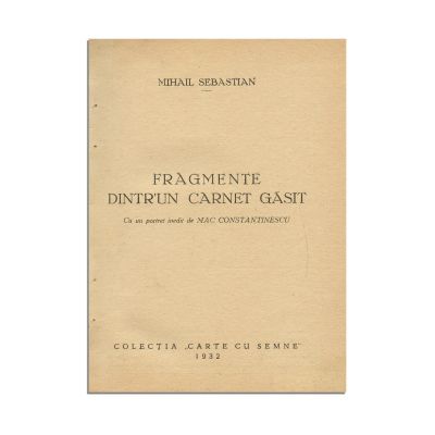 Mihail Sebastian, Fragmente dintr-un carnet găsit, cu dedicație pentru Nina Mareș, 1933