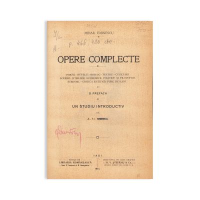 M. Eminescu, Opere Complecte, 1914, cu ex-librisul lui Geo Dumitrescu