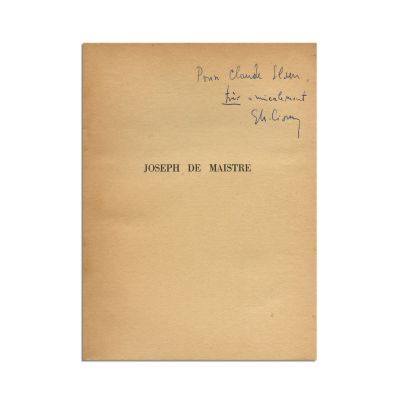 Emil Cioran, Joseph de Maistre, 1957, cu dedicația olografă 