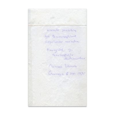 Mircea Eliade, Pe strada Mântuleasa..., 1968, cu dedicație 