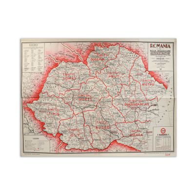 Harta României cu noua organizare administrativă și turistică, 1939, M. D. Moldoveanu
