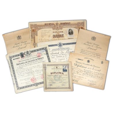 Colecție de șapte diplome și brevete ale familiei Anghelescu, 1927-1939