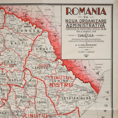 Harta României cu noua organizare administrativă și turistică, 1939, M. D. Moldoveanu