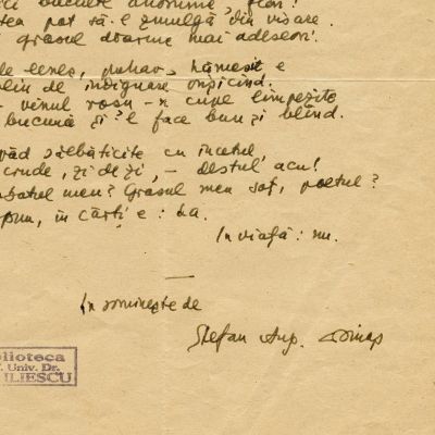 Ștefan Aug. Doinaș, manuscris al poeziei „Biata soție”, de Kurt Tucholsky